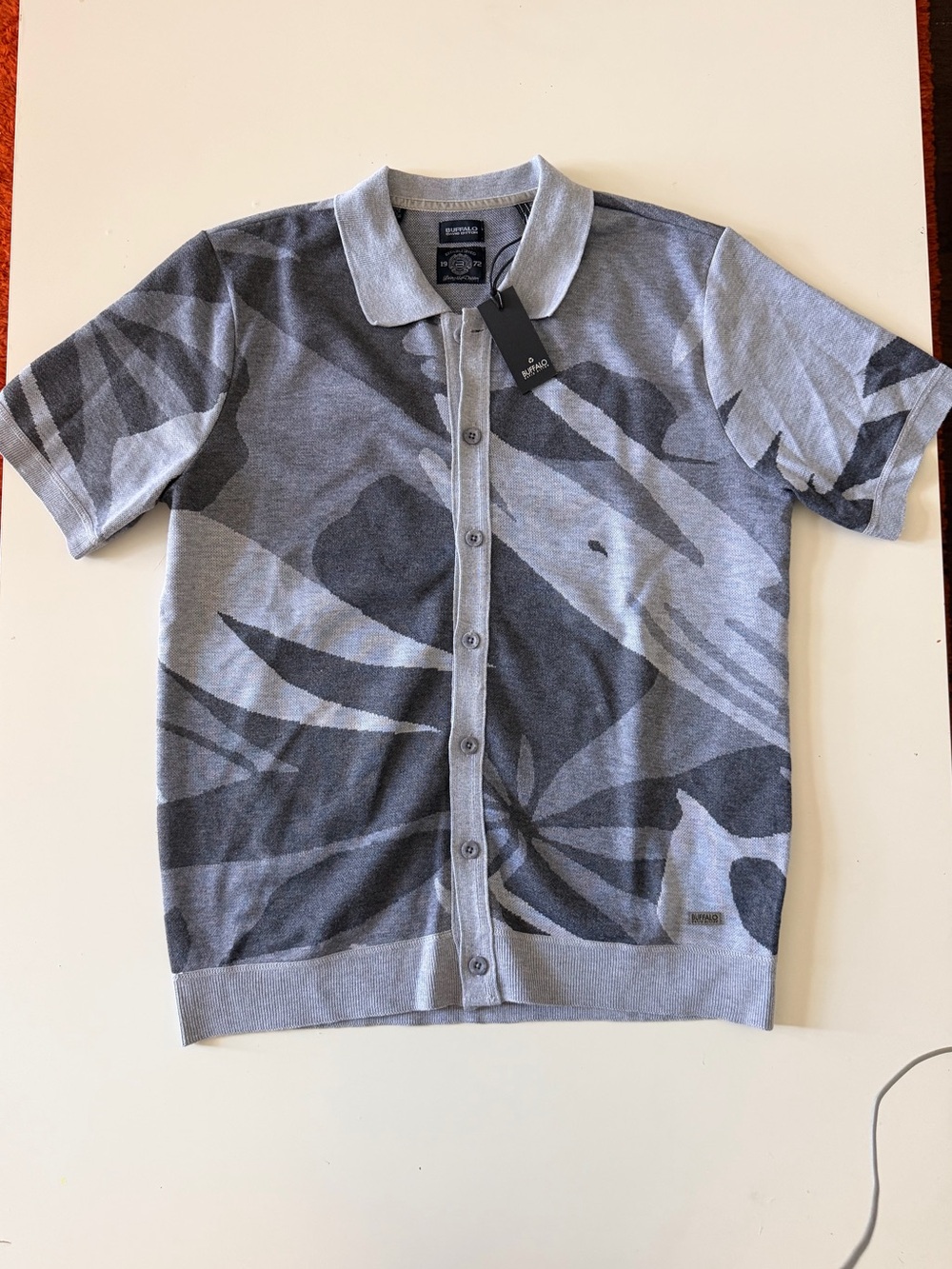 Buffalo David Bitton Gray Patterned Polo Sweater
